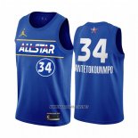 Camiseta All Star 2021 Milwaukee Bucks Giannis Antetokounmpo NO 34 Azul